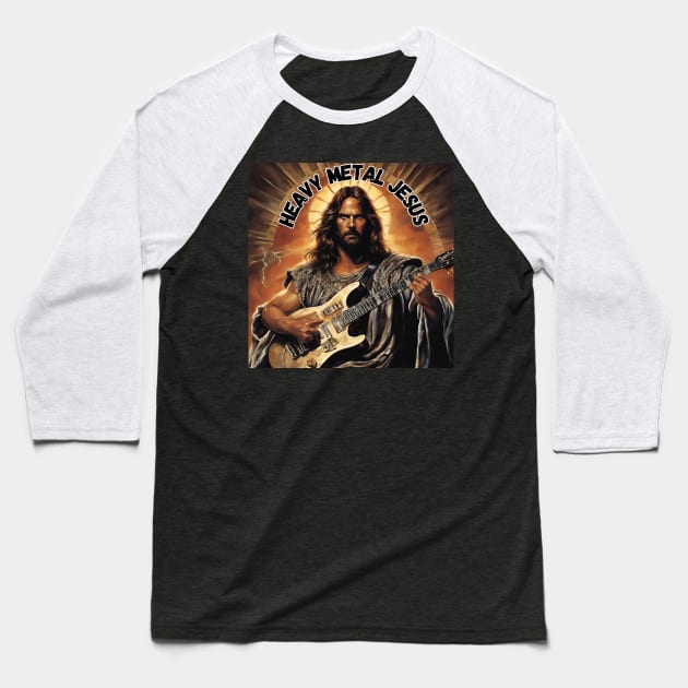 JESUS MEME - Heavy Metal Jesus Baseball T-Shirt by Klau